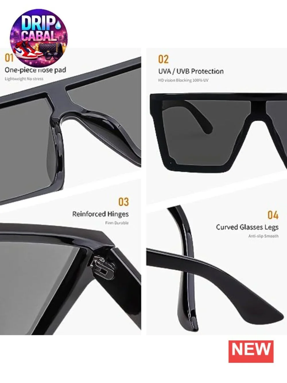 3 Pack Oversized Square Sunglasses for Women Men Large Flat Top Thick Frame